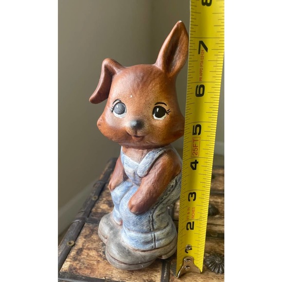 Vintage Brown Bunny in Overalls Bust I Made in 1984 Artist Engraved - Picture 5 of 5